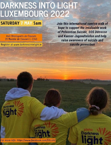 Darkness Into Light Luxembourg – Samstag 7 Mai 2022