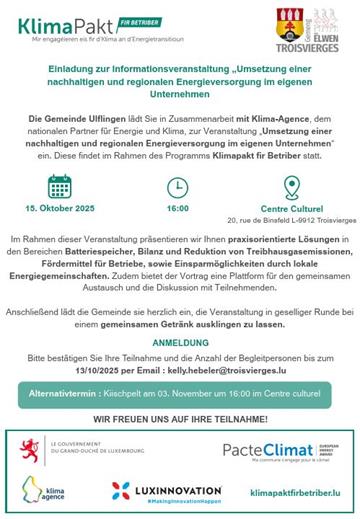 Einladung Klimapakt - Actualités
