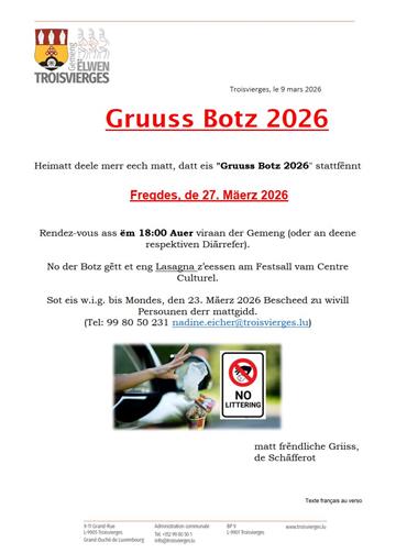 Gruuss Botz 2026 - Actualités