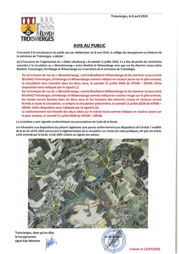 Informations pratiques - Rallye Lëtzebuerg 11/07/2026